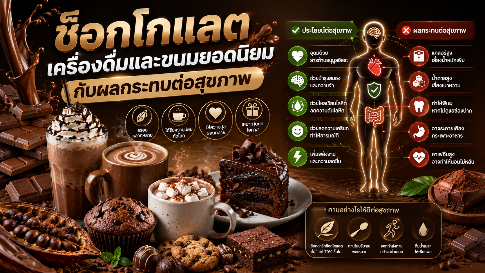 ช็อกโกแลตเครื่องดื่มและขนมยอดนิยมกับผลกระทบต่อสุขภาพ
