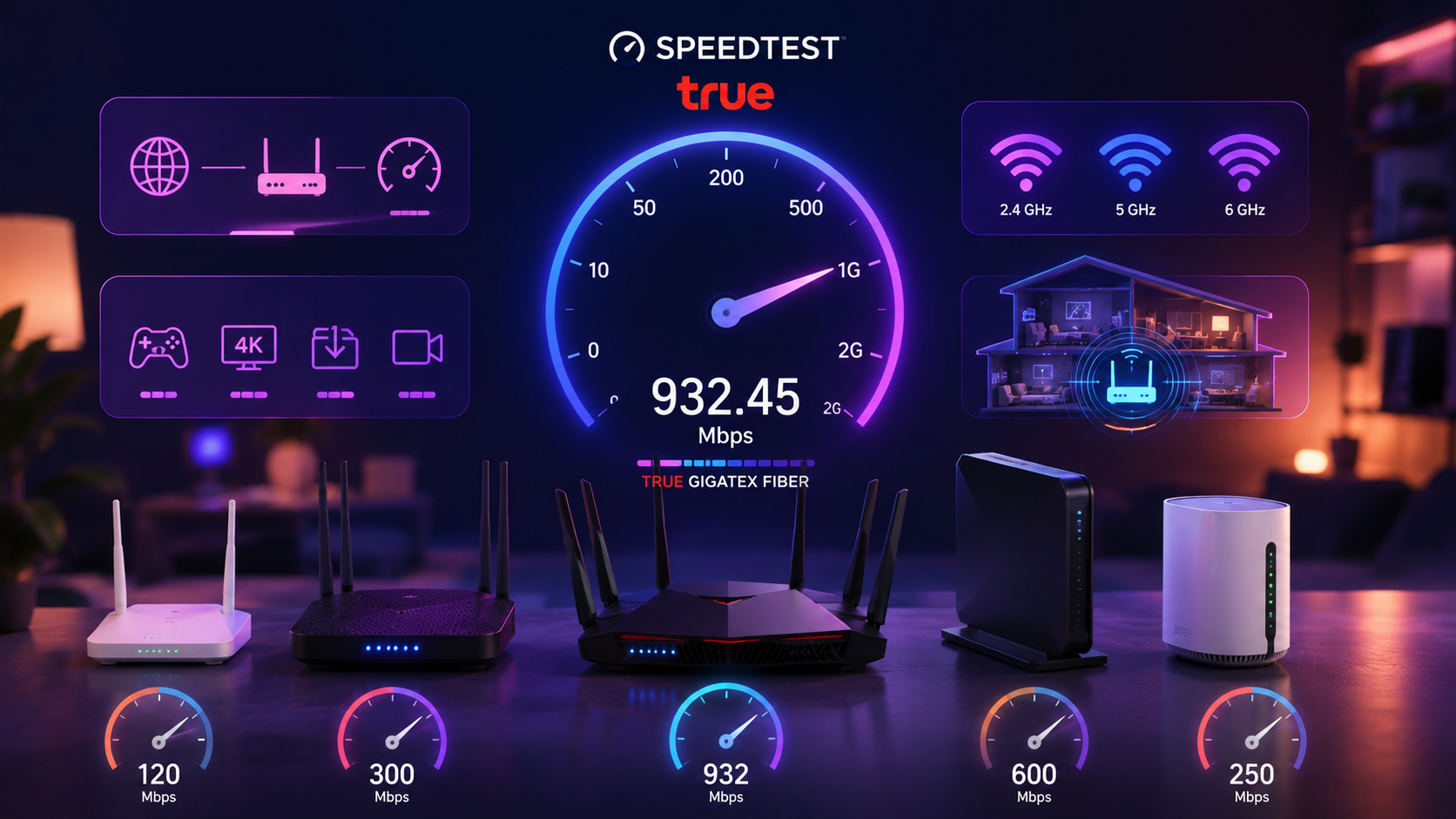 Speedtest True บน Router ต่างรุ่น