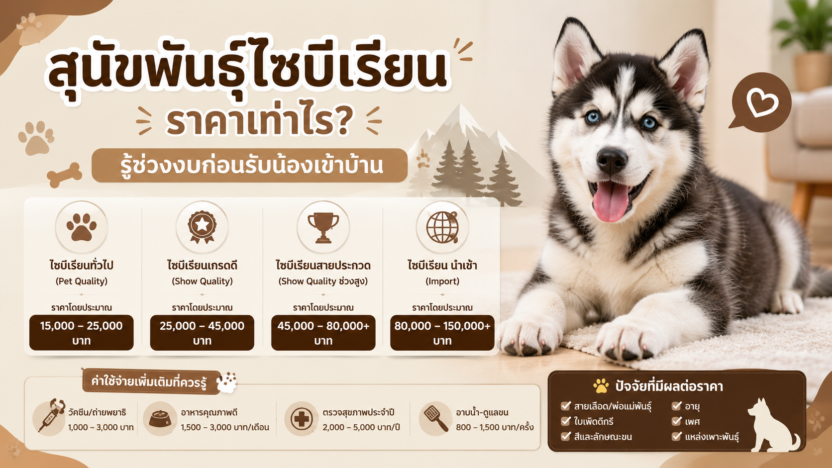 สุนัขพันธุ์ไซบีเรียนราคาเท่าไร